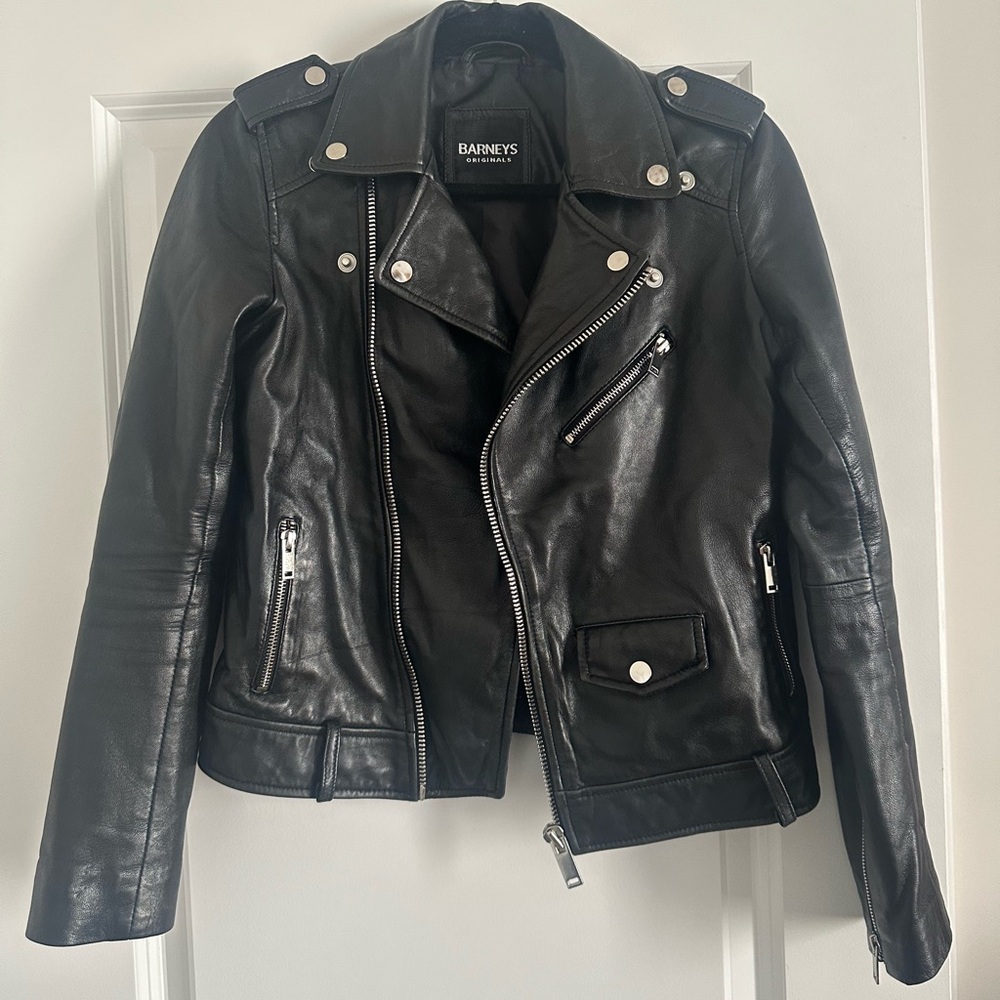 Barneys Originals Genuine Leather Moto Jacket. Size US 4/UK 8.
